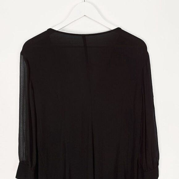 Max Mara Black Asymmetric Surplice Dress with Sheer Sleeves - Picture 5 of 9